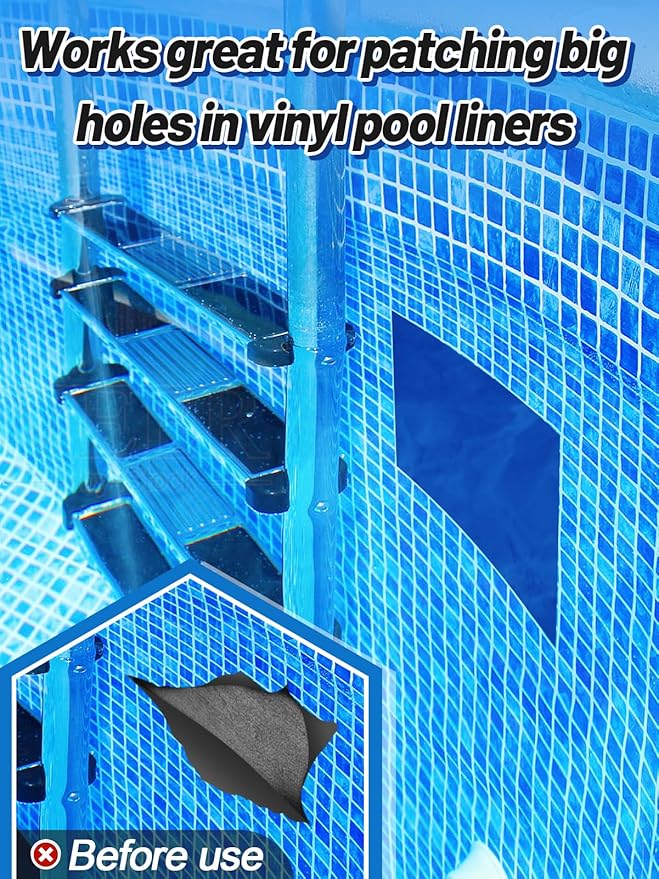 Aulock Exlarge Pool Liner Repair Patch - 4ft x 2.8ft Self-Adhesive PVC Vinyl Patch Kit for In-Ground or Above Ground Pools Inflatable Swimming Pools Boat Air Mattress, Dark Blue