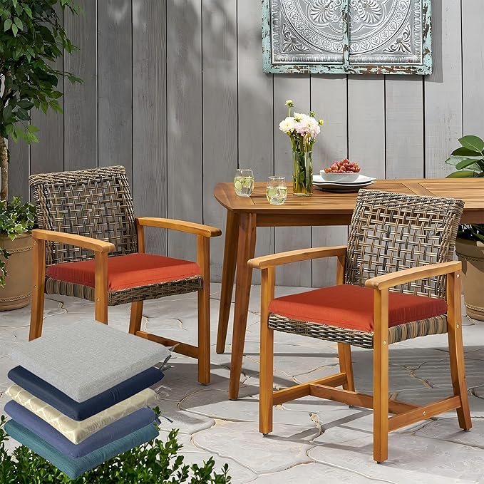 COZYVIDA 18.5x18.5 Inch Patio Chair Cushion 4 Packs Resilient Foam Filling Water-Resistant Tear-Resistant UV Resistant Weather Resistant UV-Resistant 1000+ Hrs for Patio Furniture,Quarry Red