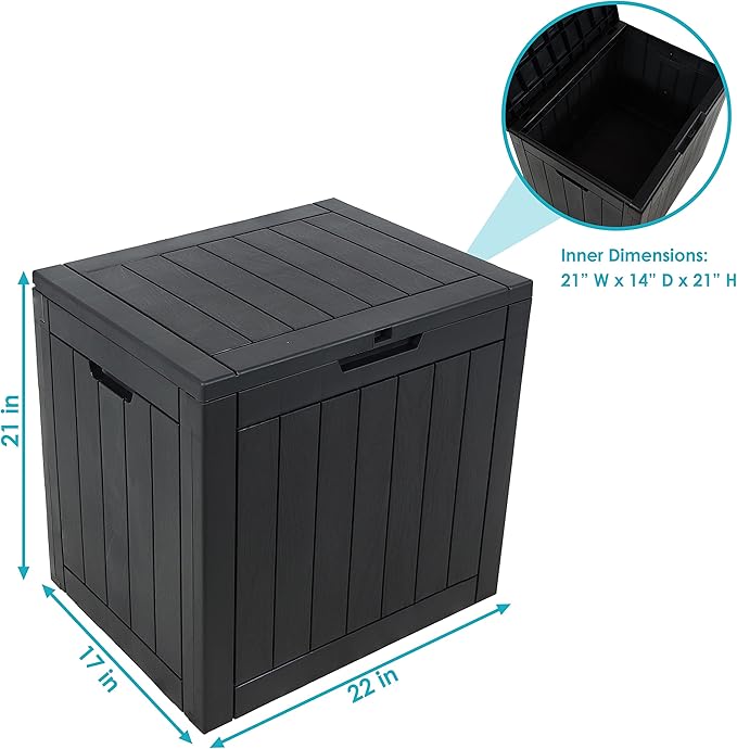 Sunnydaze Outdoor Deck Box - Lockable Package Delivery Box - Weather-Resistant Outdoor Storage Bin - 32-Gallon Faux Plank - Phantom Gray