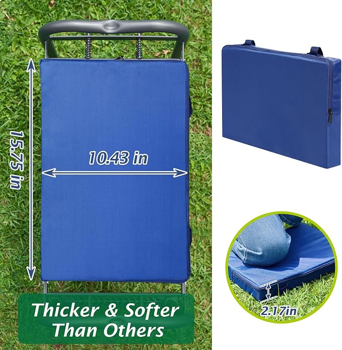 ikkle Garden Kneeler and Seat, Gardening Stool with Thicken & Widen Soft Kneeling Pad, Heavy Duty Foldable Gardener Stool with Tool Pouch, Gift for Gardeners, Holds 838LB+