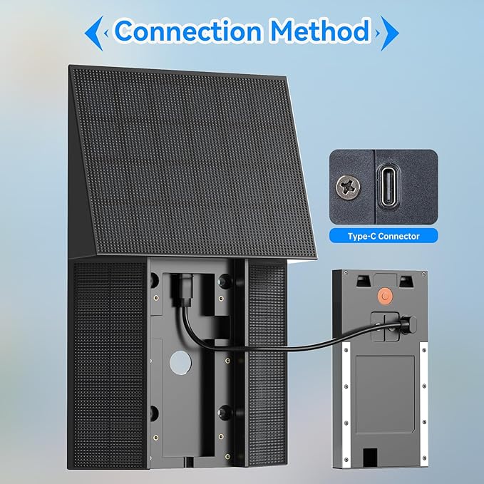 4W Solar Charger Compatible with Ring Battery Doorbell (USB-C Port) Waterproof Continuously Ring doorbell Solar Panel-Black 1 Pack