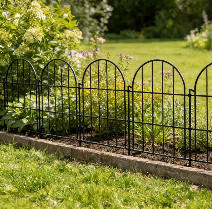 Garden Fence Decor 16 in(H) x 10 ft(L), Dog Fence Outdoor for Yard No-Dig Pet Barrier, Animal Proof Fence Metal Garden Fencing Animal Barrier, 10 Panels