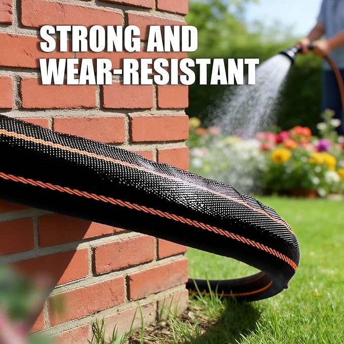 Garden Hose Water Hose – 100ft Lightweight Flexible Outdoor Hose, Kink-Free, Weather Resistant, 3/4” Metal Fittings, 10-Function Spray Nozzle for Yard Car Wash