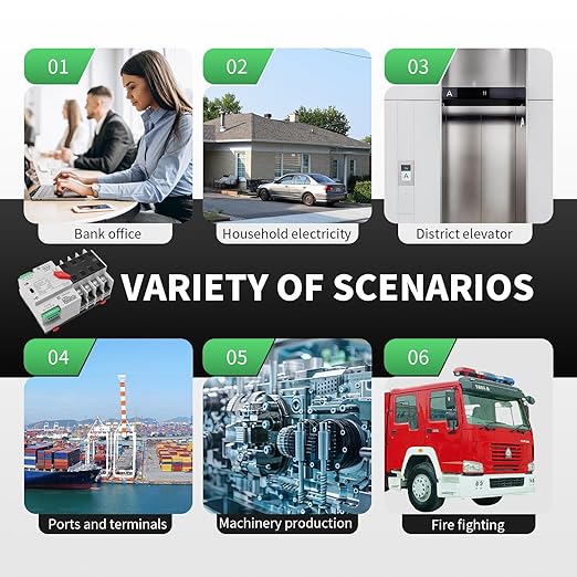 63Amp AC110V Automatic/Manual Transfer Switch 4P 50/60Hz, 4POLE 63A Mini ATS Solar Auto Dual Power Switch W2R for Home Generator, Din Rail Mount Cn Automatic Changeover Fast Transfe for,Rv,Lv Power