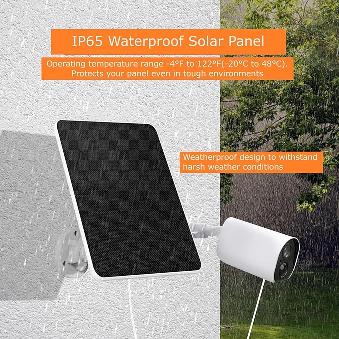 Solar Panel for Security Camera, 6W Solar Panel Micro USB & USB-C for Outdoor Rechargeable Battery Camera, Doorbell, Light, Solar Panels with IP65 9.8ft Cable, Adjustable Bracket (2 Pack)