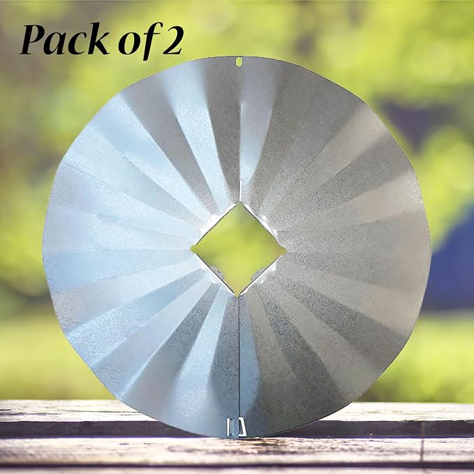 Erva Post Mounted Squirrel Baffles, Galvanized, 23.25" Dia. Each, Pack of 2