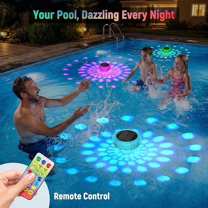 VICHTOP Solar Floating Pool Lights - 1 Pack, RGB Color Float Pool Lights, IP68 Waterproof, Pool Decor Lighting Accessories for Inground, Above Ground Pools, Outdoor, Garden, Party Decoration