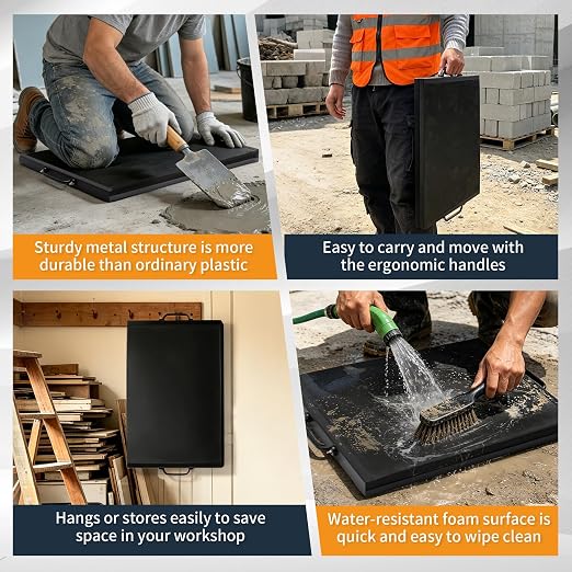 16.73" X 13.18" Concrete Knee Board, Metal Base Knee Boards for Concrete Work, Foam Kneeler Board Extra with Handles, Suitable for Construction, Home Renovation, Gardening And Cleaning