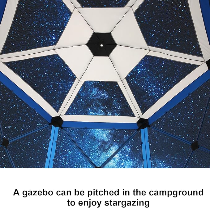 COBIZI 12x12 FT Pop Up Canopy Stargazing Tent, Gazebos On Clearance with Removable Roof, Screened in Gazebo, Screen Tents Portable carpas para Patio for Outdoor Camping,Backyard, Garden, Blue(Pro)