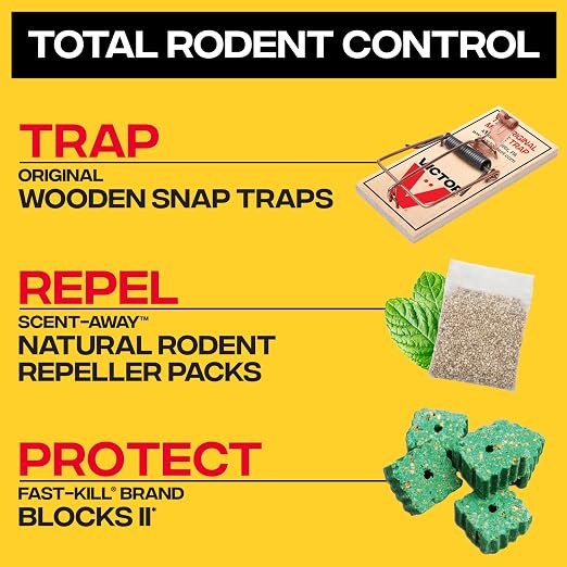 Victor Fast-Kill Bait Blocks II - 86-Count Rat and Mouse Poison Bait Blocks for Indoor and Outdoor Rodent Control, Eliminate Norway Rats, Roof Rats, & House Mice, Rodent Killer, 4lb Bag, M904B