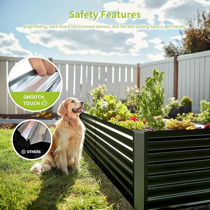 8x2x2FT Raised Garden Beds Outdoor, Planter Raised Beds for Gardening, Vegetables, Flowers,Large Metal Garden Box, Deep Plant Flower pots Outdoor (Black, 1Pack)