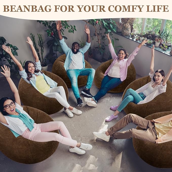 Realspring Inflatable Bean Bag Chairs Outdoor Blow up Camping Chairs Inflatable Lazy Sofa Folding Portable Bean Bag Loungers Couch for Movie Night(Dark Coffee,6 Pcs)