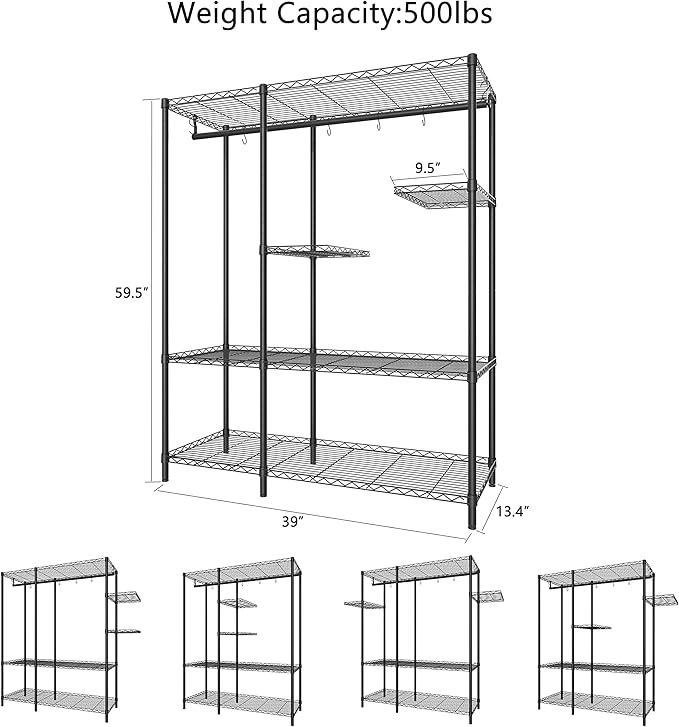 Xiofio 5-Tier Plant Stand for Indoor Outdoor, Large Reinforced Plant Shelf for Hanging Multiple Plants Plant Rack ,Adjustable Plant Stand Suitable for Bedroom Living Room Balcony Garden,Black