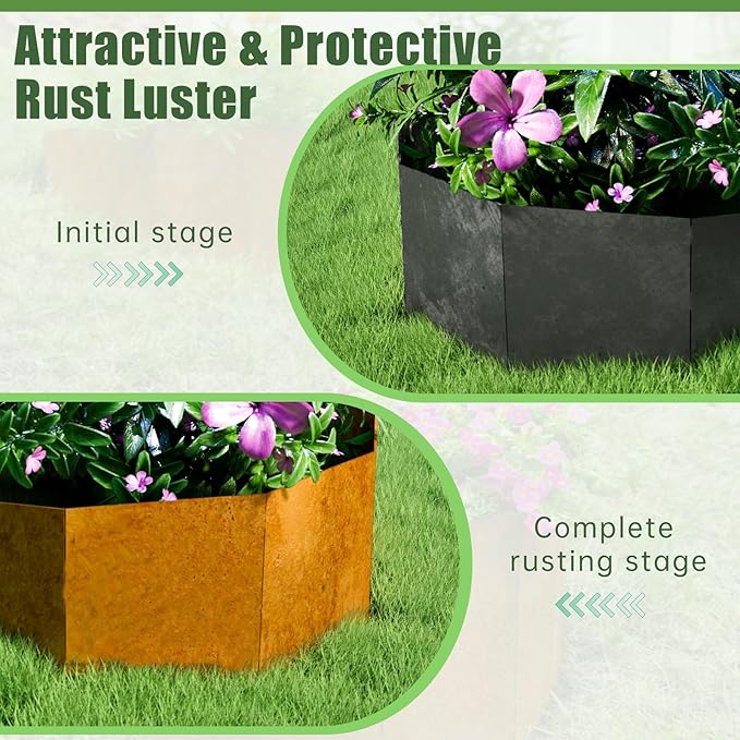 Decoroca Corten Steel Hillside Planter - Innovative & Durable Terrace-Style Planters for Slope Gardening - Prevent Soil Erosion, Beautify Hillsides & Landscapes (40" W x 18" H/Set of 4)