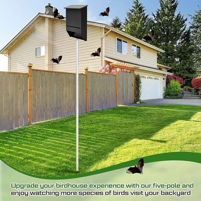 Yaocom 15FT Telescoping Bat House Pole Kit Include Bat House, Ground Socket for Outdoor