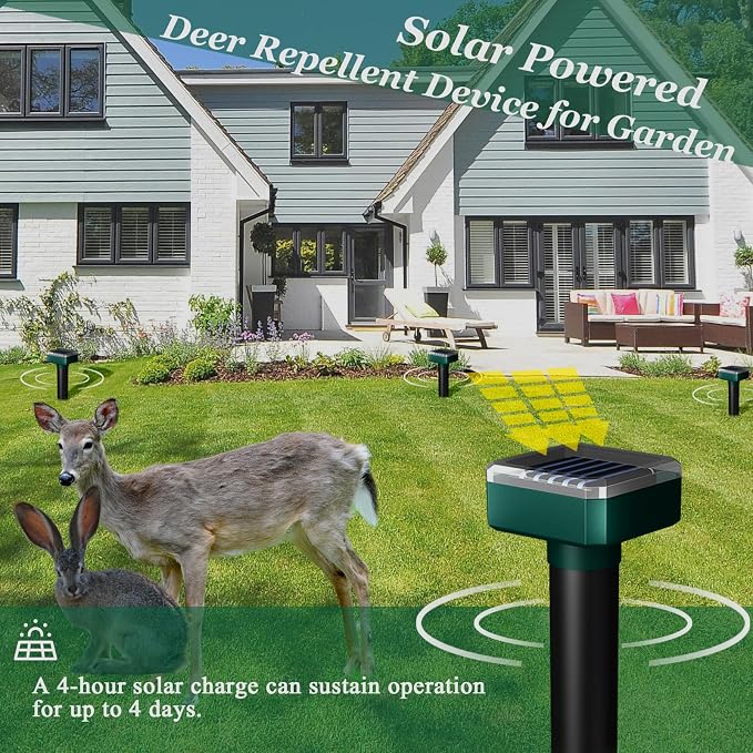Deer Repellent,Deer and Rabbit Repellent,Deer Repellent Devices,for Garden&Outdoor,Deer Repellent for Plants&Trees,Deer Deterrent,Solar Deer Repellent Devices,Sonic&Waterproof (6)