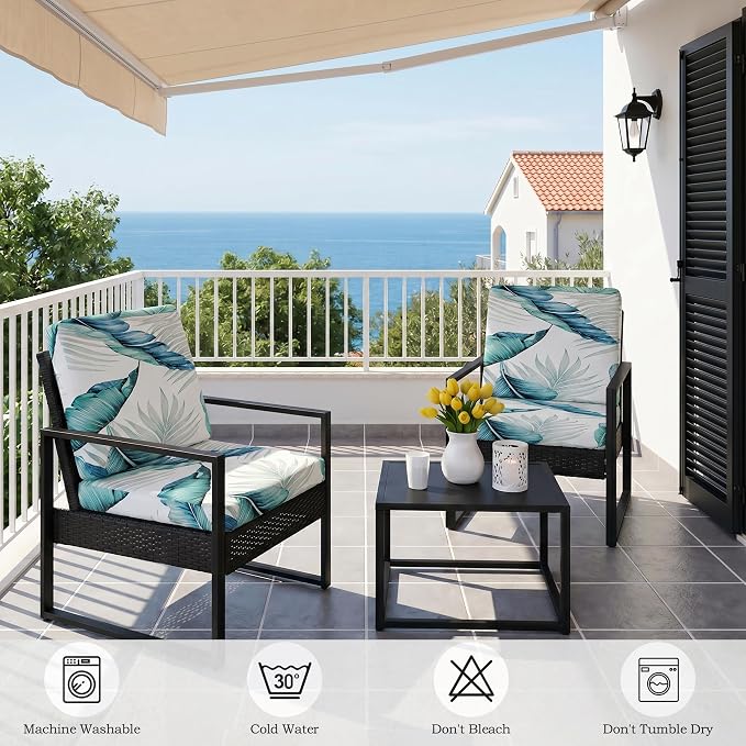 CALBODE 12Pcs Stretch Patio Cushion Covers Outdoor Couch Cover Replacement,Outdoor Sofa Covers for Patio Couch,Washable Furniture Cover (Tropical Flavor,Cushions Not Included)