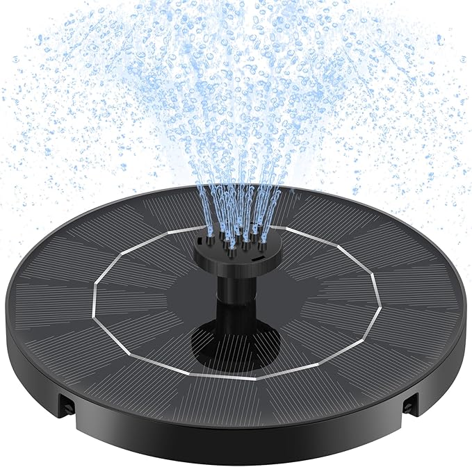 3.5W Solar Water Fountain, Upgraded Version Solar Fountain for Bird Bath, with 6 Nozzles & Fixed Pipes, Silent Floating Solar Water Pump for Bird Baths, Gardens, Ponds, Fish Tank, Outdoor