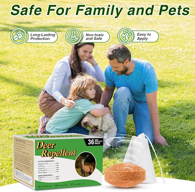 36 Pack Deer Repellent for Plants, Deer and Rabbit Repellent Outdoor, Deer Detterent Keep Deer & Rabbits Out of Garden, Yard and Lawn