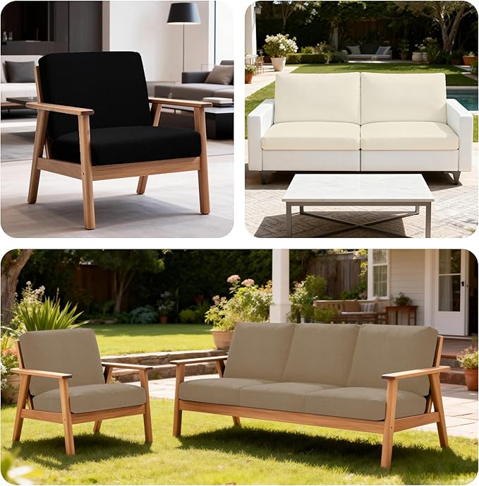 BIETYONE 4Pcs Patio Stretch Cushion Covers,Outdoor Sofa Replacement Cover Slipcovers for Patio Furniture Cushion Covers, Washable Reusable Furniture Protector
