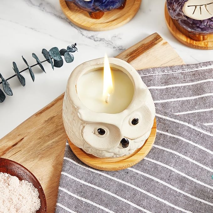 Scented Candles Gifts for Women, Birthday Presents for Ladies,Owl Gifts for Women Sweet Orange Candle, Best Friend Unique Happy Birthday Bath Candle Set Gift Ideas