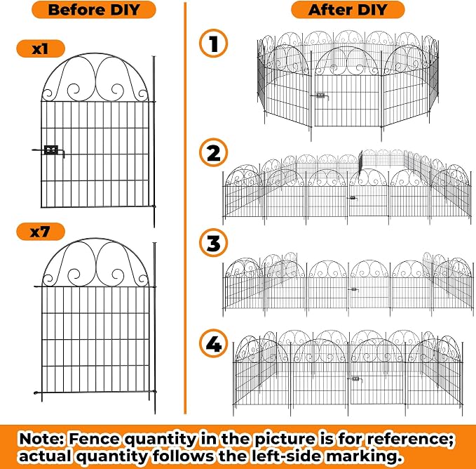 8 Panels Decorative Garden Fencing,36in H x 27in L,Fencing for Garden Beds, Garden Fence Animal Barrier for Yard,Flower Bed & Outdoor Border