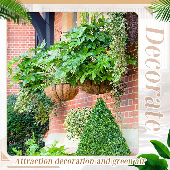 Dandat 1 Piece 10 Inch Metal Hanging Planter Basket with Coconut Coir Liner Metal Wire Plant Holder Chain Watering Outdoor Hanging Pots Flower Pot Hanger for Porch Indoor Outdoor Garden Decorations