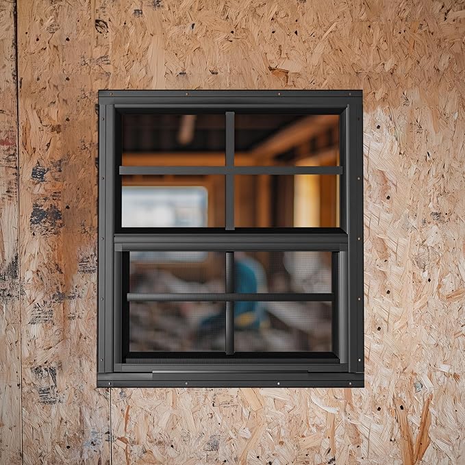 WRISIN 2 Pack Shed Windows 30" W x 36" H Flush Mount, Black Household Windows for Playhouses, Barns, Chicken Coop
