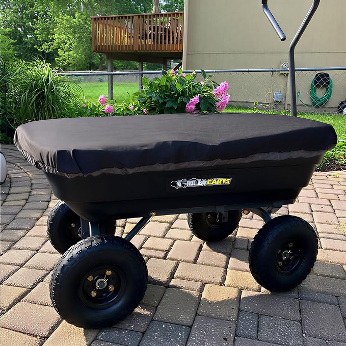Collapsible Wagon Cover for Gorilla Carts Poly Garden Dump Cart, Outdoor Garden Wagon Cart Cover, Waterproof Dustproof UV Resistant Wagon Rain Covers Perfect for Lawn, Barn and Farm