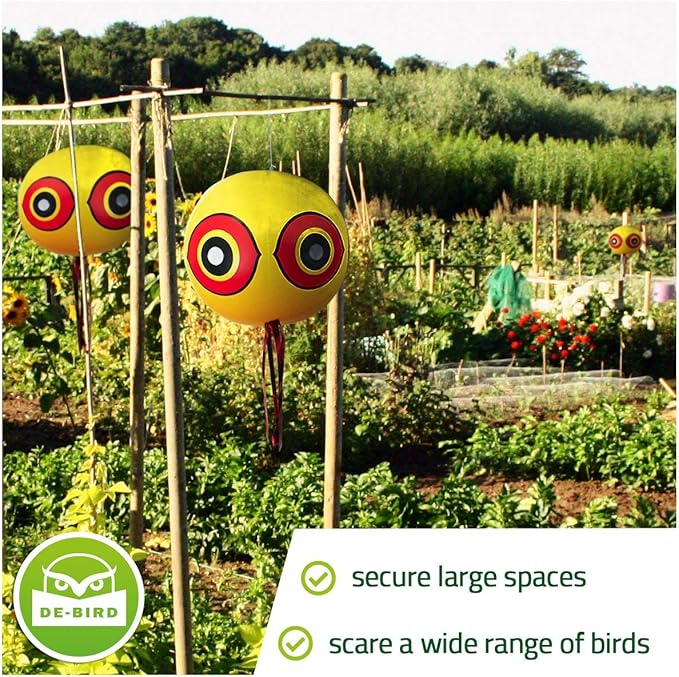 De-Bird Bird Scare Balloons - Inflatable Reflective Bird Deterrent Balloons - Pool & Boat Duck Deterrent Devices - Garden & Yard Goose Repellent Devices - Pack of 3, Neon, Plastic, Garden Style