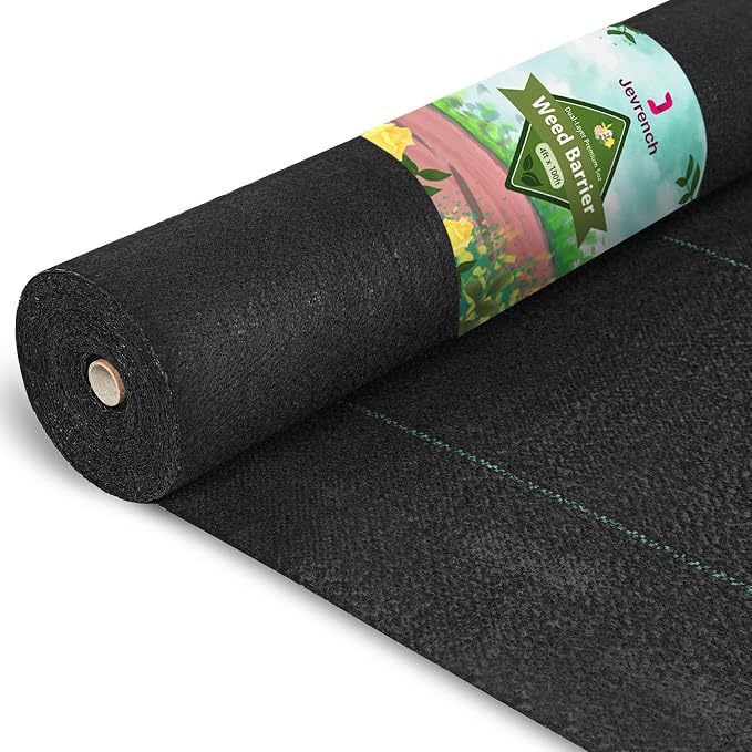 Jevrench 5oz Weed Barrier Landscape Fabric Heavy Duty, 4ft x 100ft Dual-Layer Premium Garden Landscaping Fabric, Ground Cover Weed Control Fabric Outdoor Weed Mat Garden Lawn Fabric