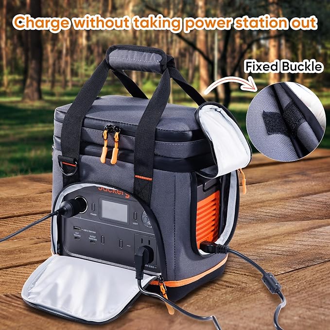 Double-Layer Travel Carrying Case for Jackery Explorer 300/240/160 – Portable Power Station Storage Bag with Molded Bottom, Side Ventilation, Front Pockets for Jackery Accessories & Solar Generator