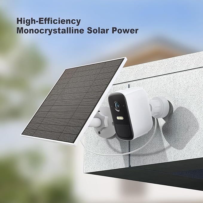 Solar Panel for Eufy Camera, 5W Solar Panel Compatible with Eufycam 3/3C/2/2 Pro/2C/2C Pro/E/E20/E40/L20/L40, Solar Charger for Eufy Camera with USB-C Port, Micro USB Adapter, IP65 Waterproof, 2 Pack