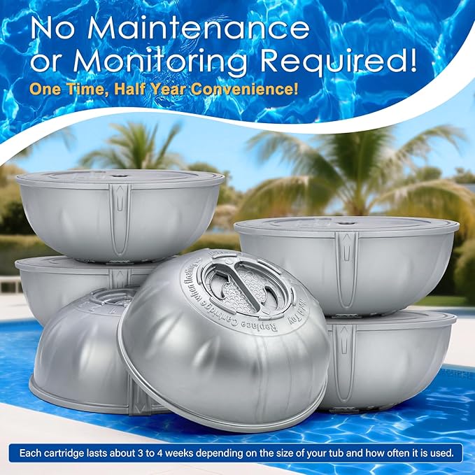 6 Packs Hot Tub Replacement Cartridge Compatible with Frog Ease Floating System, Self-Regulating