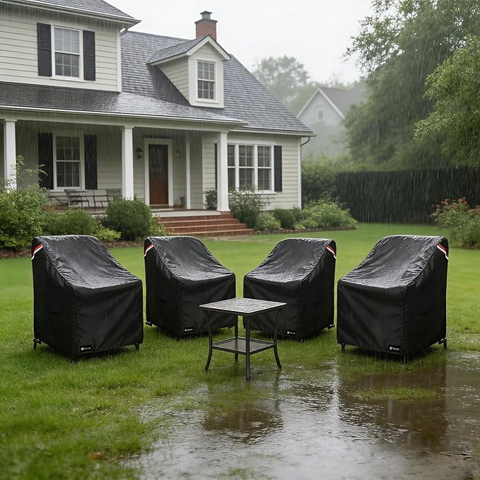 Outdoor Swivel Rocker Chair Cover 4 Pack, Waterproof Rocking Chair Covers, All-Weather Protection Outdoor Lawn Patio Furniture Covers for Patio Chair 35" W x 38" D x 32" H, Black