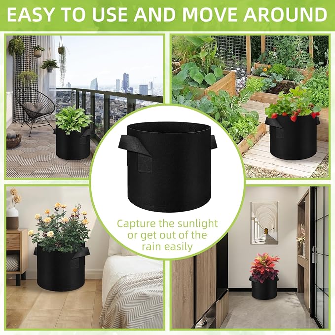 40-Pack 10 Gallon Grow Bag, Non-Woven Fabric Pots with Handles, Garden Planting Bag for Potatoes, Carrots, Tomatoes and Other Vegetables, Fruits