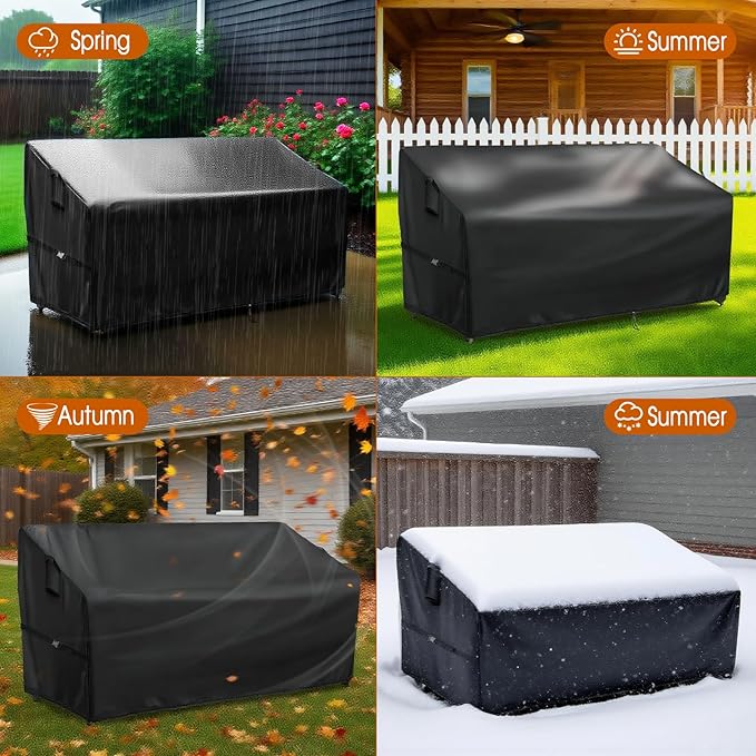 Outdoor Sofa Cover, 83 Inch Waterproof Paito Couch Loveseat Cover, Furniture Covers for Outdoor Seating for Winter - 83 x 36 x 32 Inch, Black