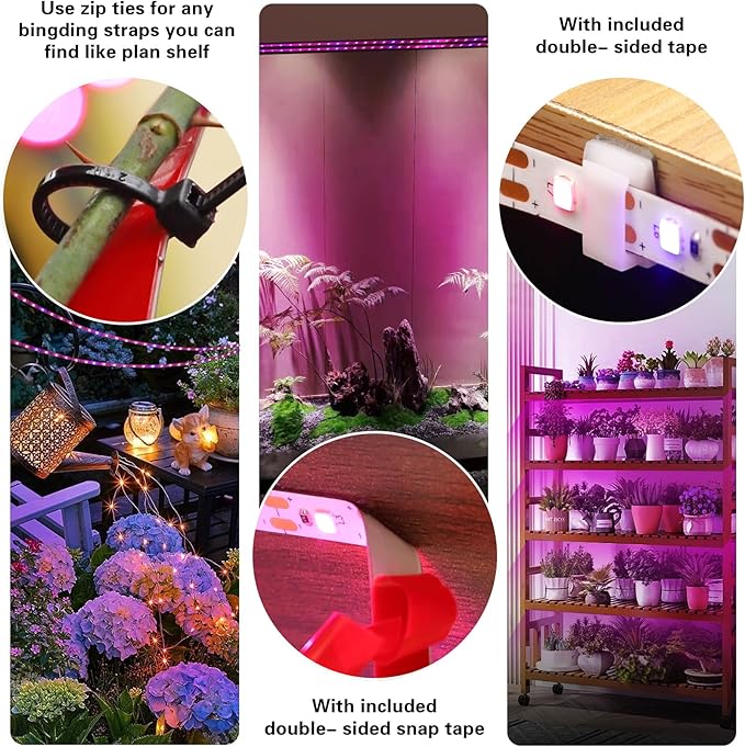 Grow Lights for Indoor Plants，120 LEDs Waterproof led Grow Lights Full Spectrum,USB Plug-in Dimmable Auto On/Off with 3 Timers Plant Light, for Indoor Plants Seeding Veg Flower Growing Lamp(6.56ft)
