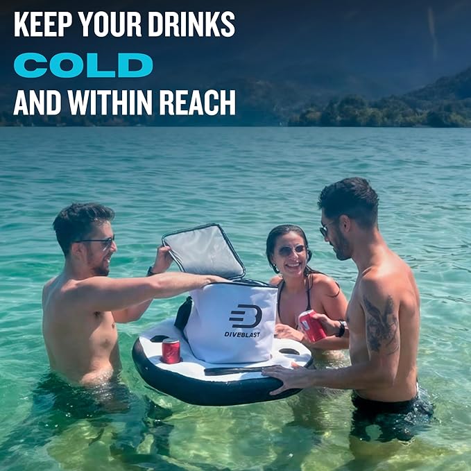 DIVEBLAST Floating Cooler for Pool, Lake, River & Kayak - Holds Up to 24 Cans with Ice - Leakproof Insulated Cooler for River Floating