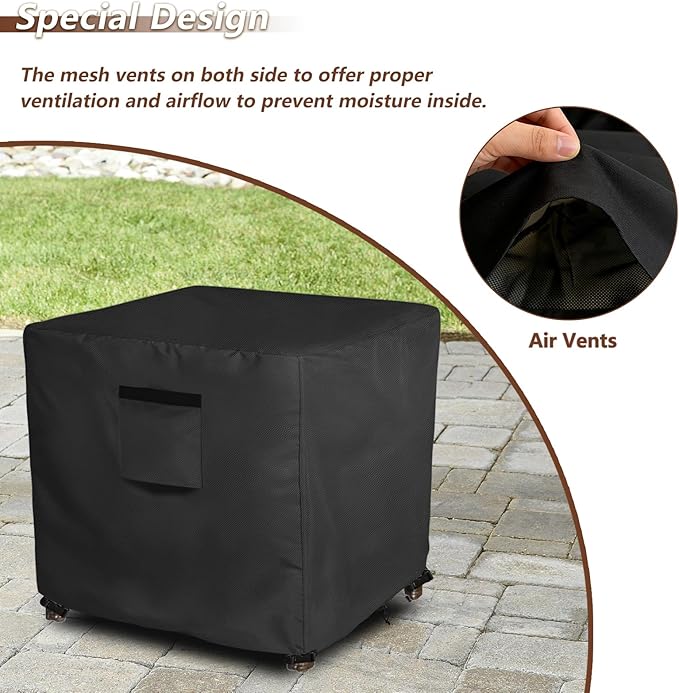Waterproof Patio Small Side Table Cover,Square Outdoor Ottoman Covers,Heavy Duty 600D Patio Wicker Side Table Cover,Fits Square PatioTable, All-Weather Furniture Protection.22"W x 22"D x 18"H.Black