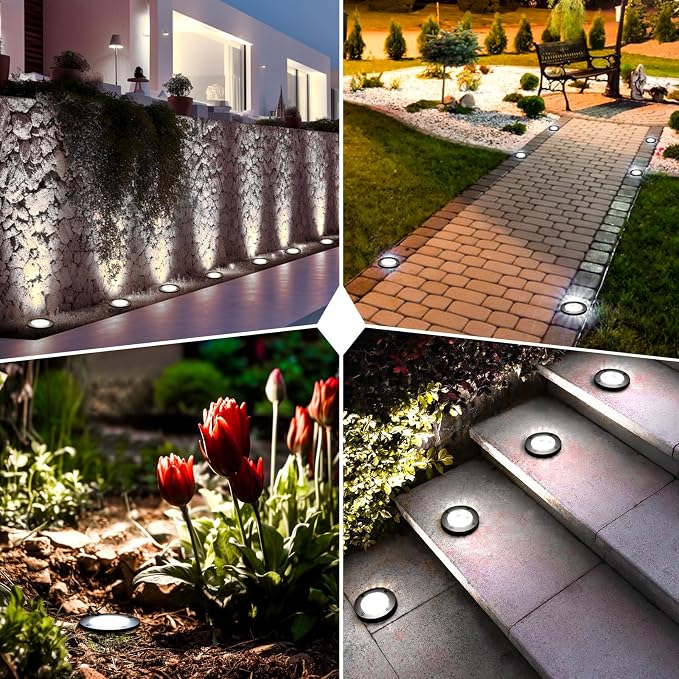 9W LED Low Voltage Landscape Lights, AC/DC 12-24V Outdoor Well Lights IP68 Waterproof 5500K Cool White In-Ground Lights for Yard Pathway Driveway Deck(6 Pack)