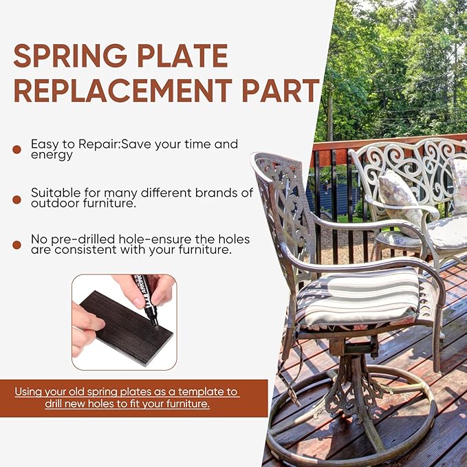 Tondiamo 10 Pcs Patio Chair Spring Plates Black Swivel Rocker Fiberglass Spring Plates Replacement Parts for Universal Outdoor Patio Furniture, 5 x 2. 5 x 0. 25 Inch(Black,10 Pieces)