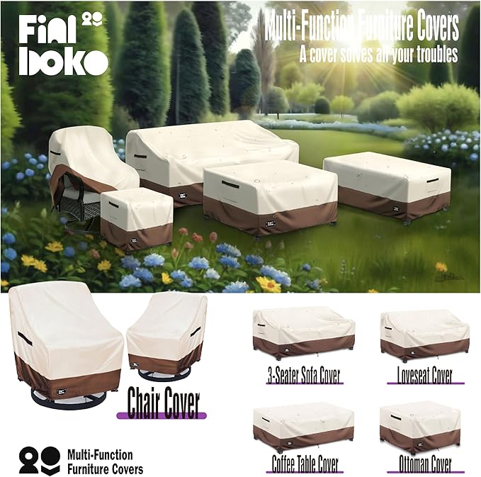 Patio Coffee Table Cover, 36"L x 24"W x 16"H Patio Rectangular Side Table Covers,100% Waterproof 600D Heavy Duty Outdoor Table Cover,Beige&Brow