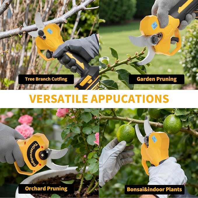 2-in-1 Electric Pruning Shears with Extension Pole, Cordless Power Pruner with 2 Inch Cutting Diameter, Brushless Motor, LCD Display & 2×2.0Ah Batteries for High Branch & Tree Trimming