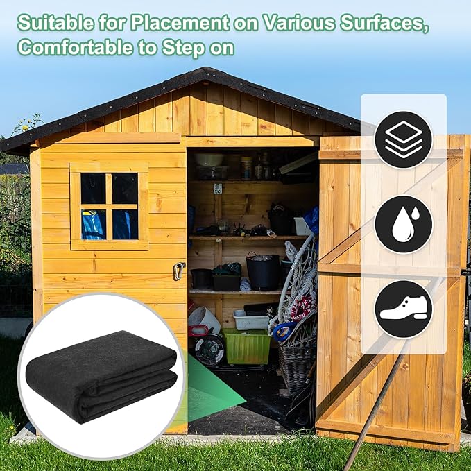 M METERXITY Outdoor Storage Shed Mat, 8.2x8.2 FT Waterproof Small Shed Flooring Mat for Patio Furniture Floor Protecting from Wear/Liquid/Dust/Oil, Non-Slip Carport Pad [Grey]