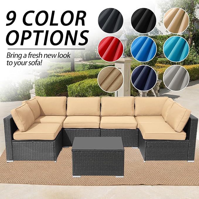 14Pcs Patio Cushion Covers Replacement Splashproof UV-Resistant Inelastic Covers with Zippers, Max Compatible 25.6x25.6x4inch Patio Cushion, for 7 Pcs Outdoor Patio Furniture Sets