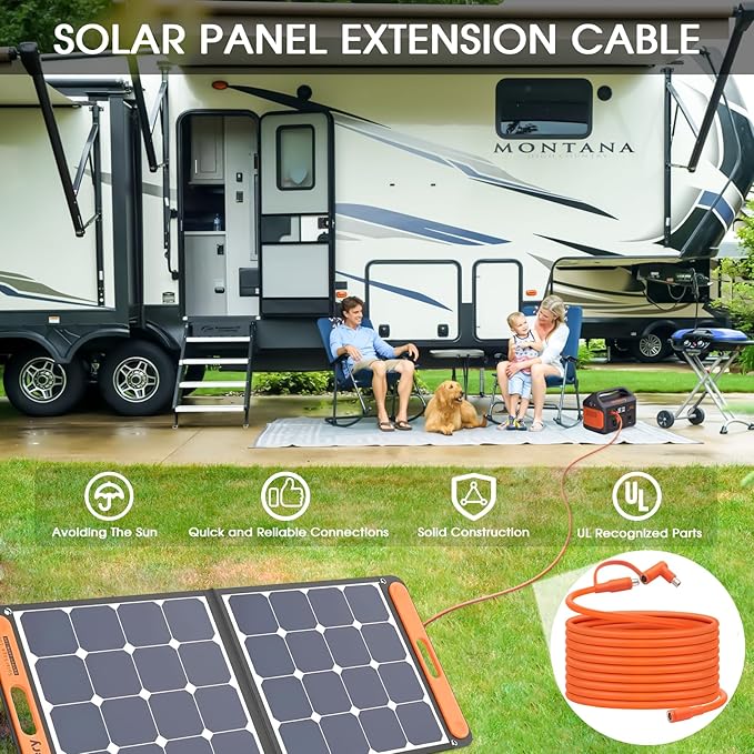 Solar Panel Extension Cable Compatible with Jackery Solar Panel Connector Perfectly for Gz Yeti, Aker, Jackery Portable Power Station (30 Feet)