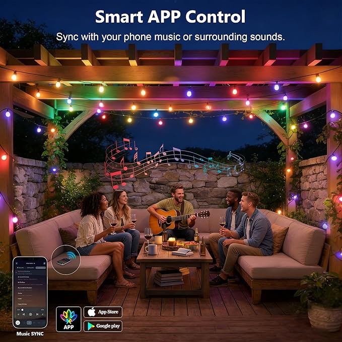 NUERPO Beizelte Outdoor String Lights