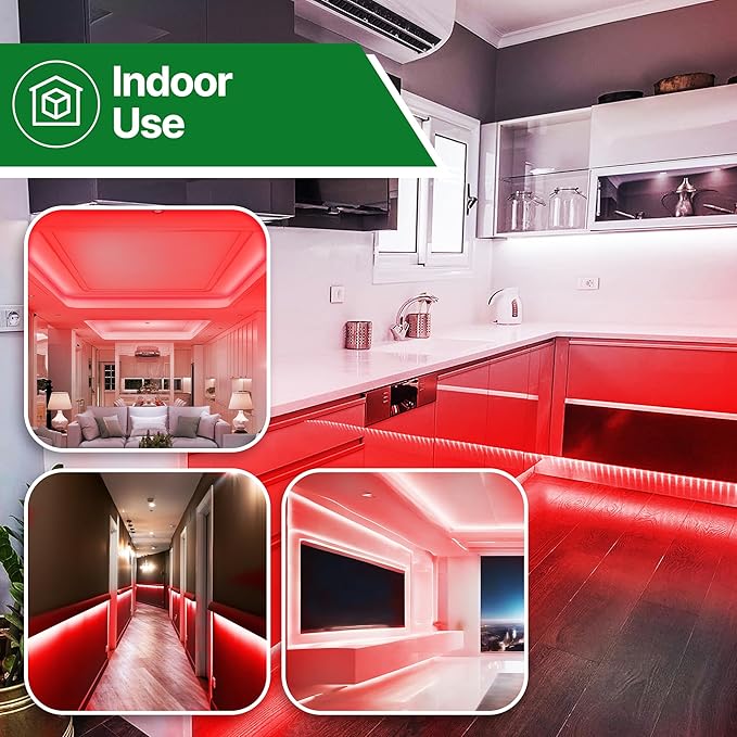 Tupkee LED Rope Light Red - for Indoor and Outdoor use, 24 Feet (7.3 m) - 10MM Diameter - 144 LED Long Life Bulbs Rope Tube Lights