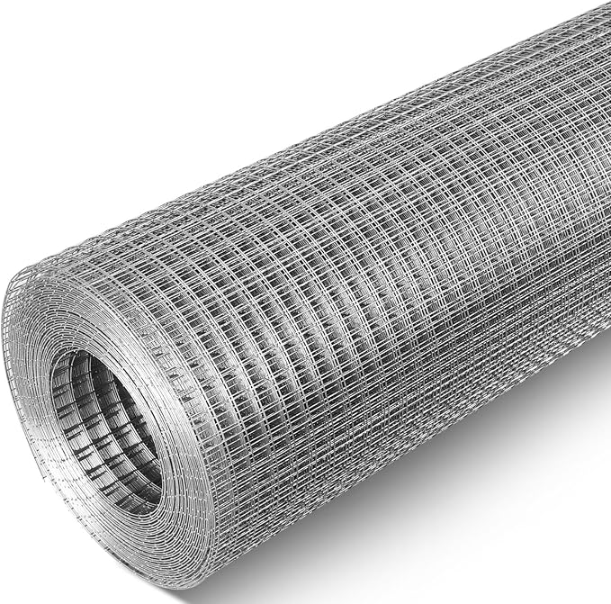 TUSON Hardware Cloth 1/2 inch 24 x 100 ft 19 Gauge, Hot-dip Galvanized After Welding, Chicken Wire Fencing Wire Mesh Roll Snake Fence Welded Wire Fencing Mesh - Wire Cloth